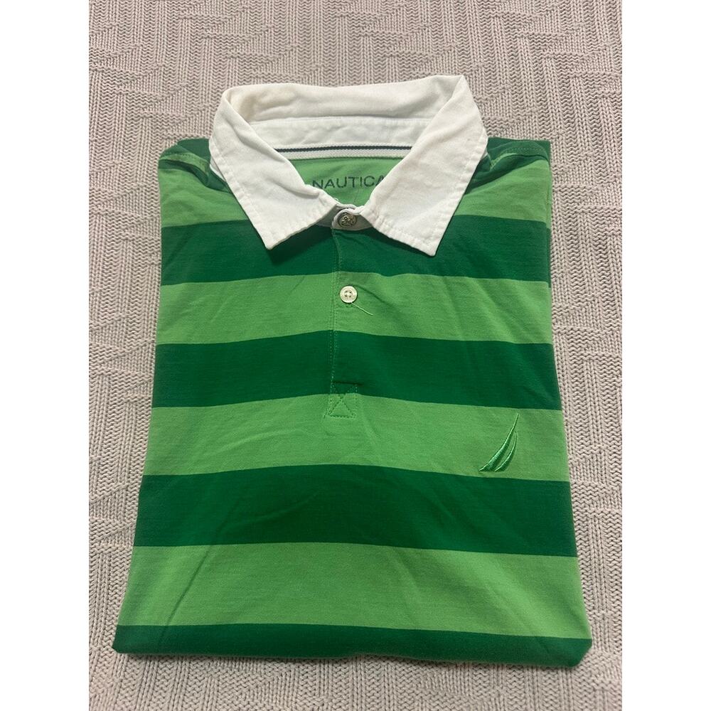Nautica green striped polo size S
